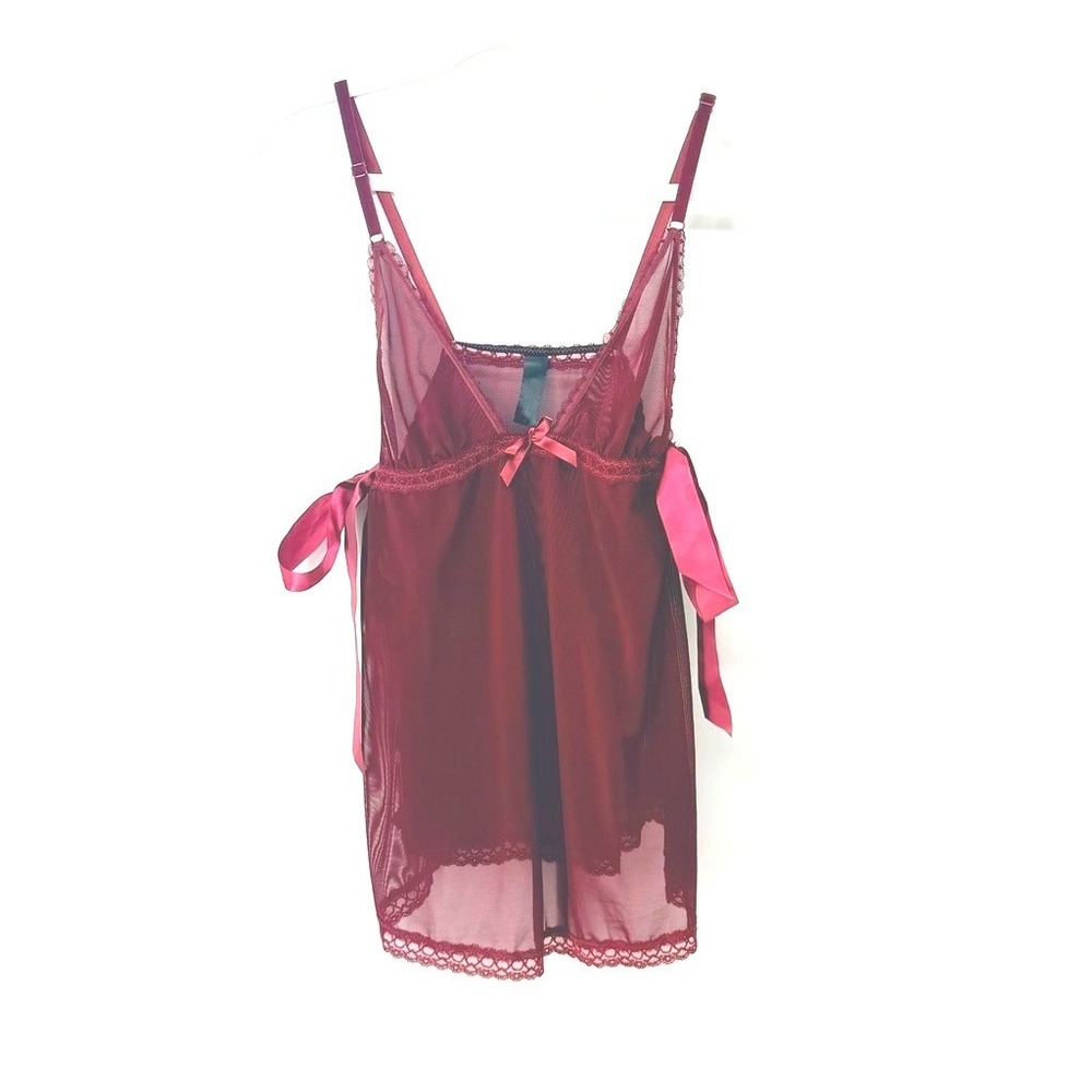 GLITTER Whimsigoth Witchy Babydoll Cami Top Dark Romantic Coquette Size M Maroon